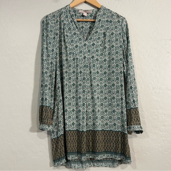 Forever 21 Tops - Boho Indie Artsy Relaxed Tunic Top Shirt Green Brown Rayon Small Forever 21